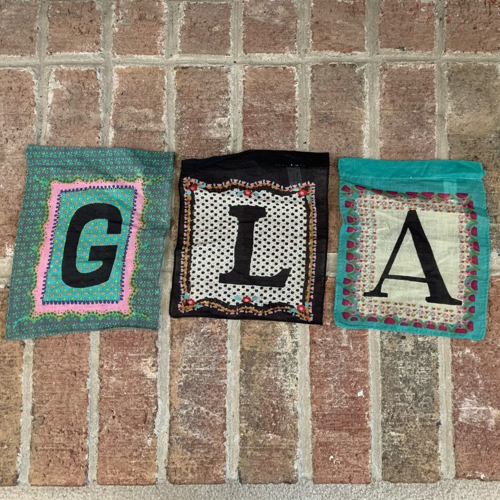 6" x 6" Cloth Letter Tapestries